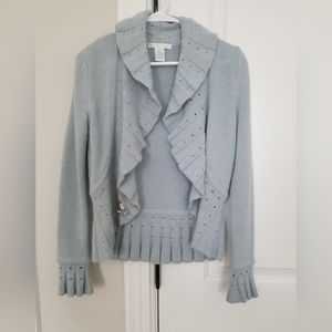 Design History light blue cascade wool and angora cardigan